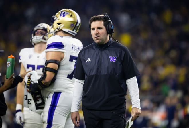 Washington Huskies tight ends coach Nick Sheridan against the Michigan Wolverines during the 2024 College Football Playoff national championship game at NRG Stadium. Photo |  Mark J. Rebilas-USA TODAY Sports