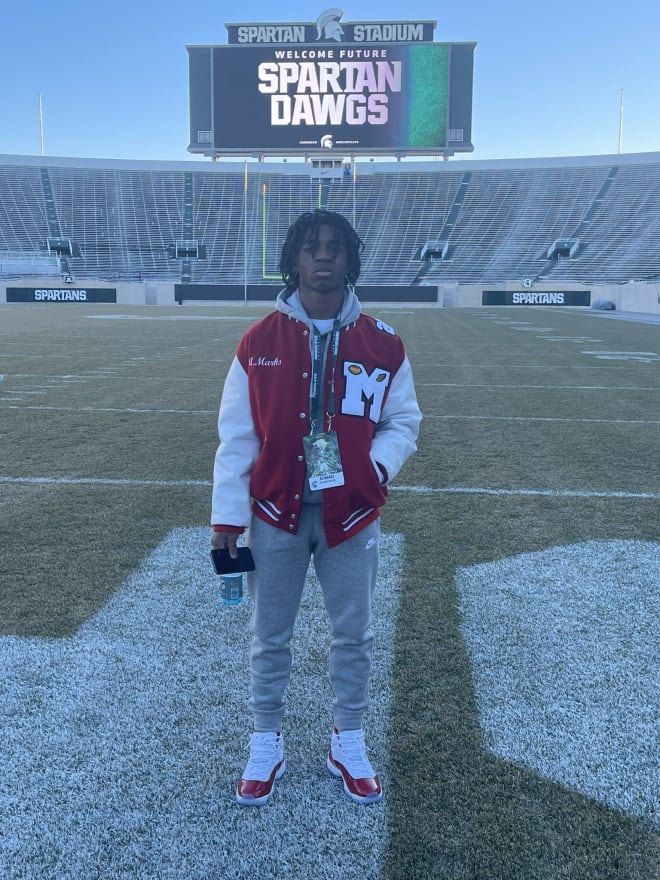 2026 cornerback AJ Marks visits Michigan State for spring practice (Photo courtesy of AJ Marks)