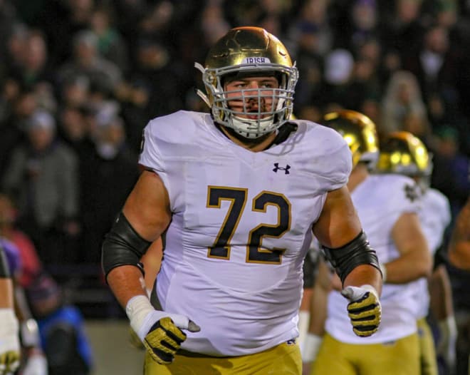 Notre Dame senior offensive tackle Robert Hainsey