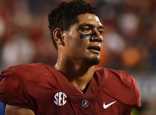 Alabama true freshman Ale Kaho graded out with a 68.4 recording three tackles against Louisville
