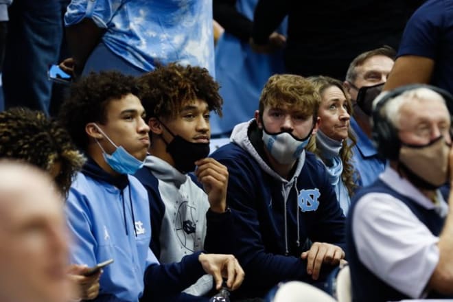 Seth Trimble (center) during his official visit at North Carolina 