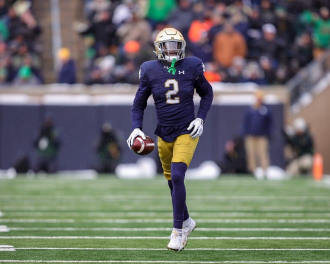 Notre Dame safety DJ Brown finished fourth on the team in tackles in 2022.