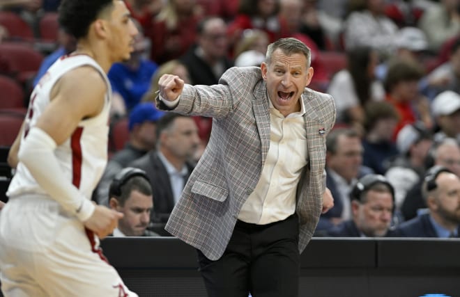 Alabama Crimson Tide head coach Nate Oats during the second half of the NCAA tournament round of sixteen against the San Diego State Aztecs at KFC YUM! Center. Photo |  Jamie Rhodes-USA TODAY Sports