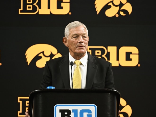 Kirk Ferentz addresses the media at Big Ten Media Days. 