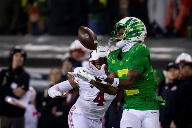 Oregon receiver Dont’e Thornton. Photo |  Ben Lonergan/The Register-Guard / USA TODAY NETWORK