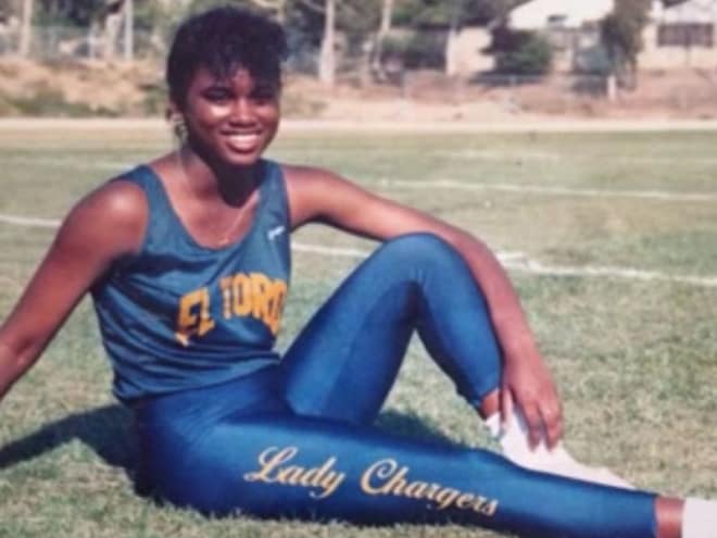 Robbin Jones-Collins was an El Toro athlete herself, pictured here in her Chargers' track uniform