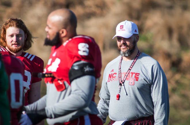 Offensive line coach Dwayne Ledford is sporting a longer beard this spring.