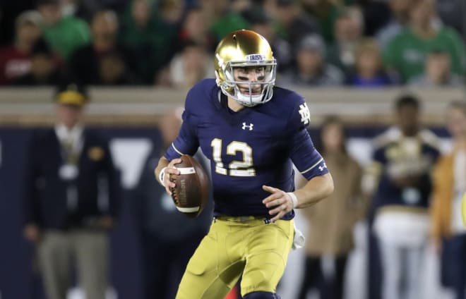 Ian Book is the first quarterback to be a captain at Notre Dame since Jimmy Clausen in 2009.