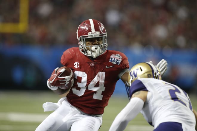 Damien Harris led Alabama in rushing last season with 1,037 yards on 146 carries. Photo | USA Today