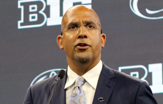 Penn State Nittany Lions football coach James Franklin speaks during the 2021 Big Ten Media Days. BWI photo