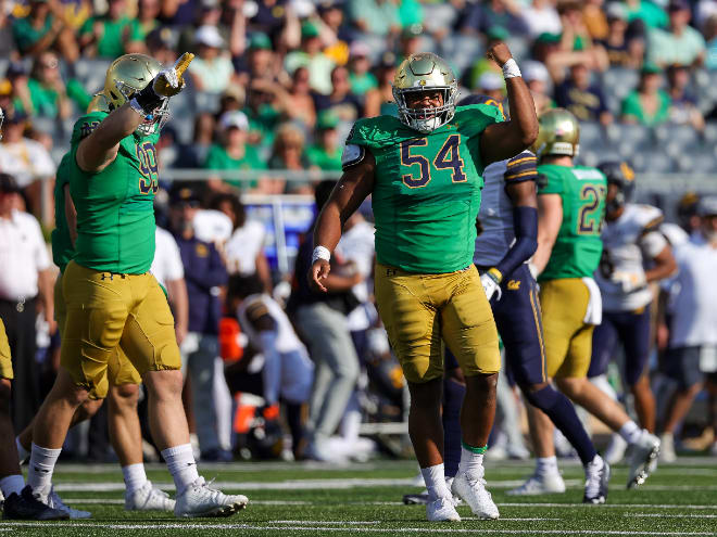 Notre Dame defensive tackle Jacob Lacey (54) is no longer with the program.
