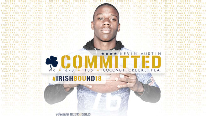 Four-star WR Kevin Austin gave Notre Dame its 16th commitment in the class of 2018 on Friday 