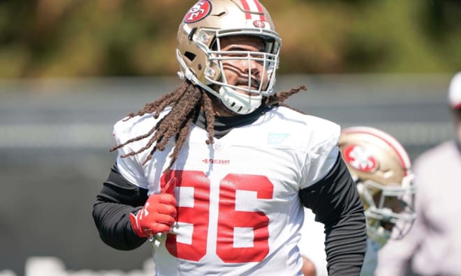 Former Notre Dame defensive tackle Sheldon Day during practice with the San Francisco 49ers.