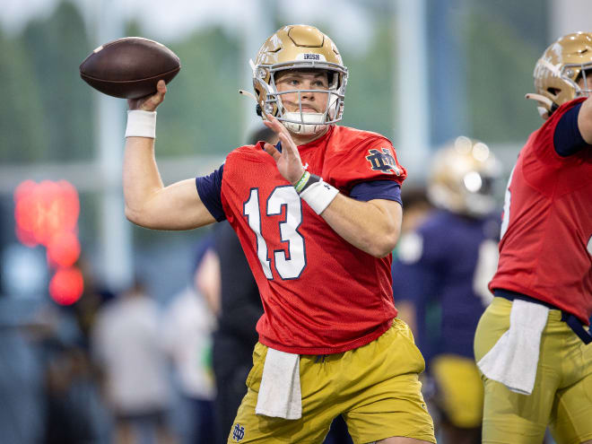 Notre Dame quarterback Riley Leonard has been sidelined from spring practice.