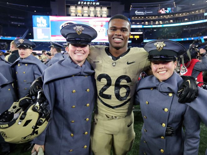 RB Kanye Udoh and cadets are all smile after Army's big win over Navy