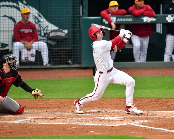 Cayden Wallace hit a grand slam in Arkansas' win over Arkansas State on Tuesday.