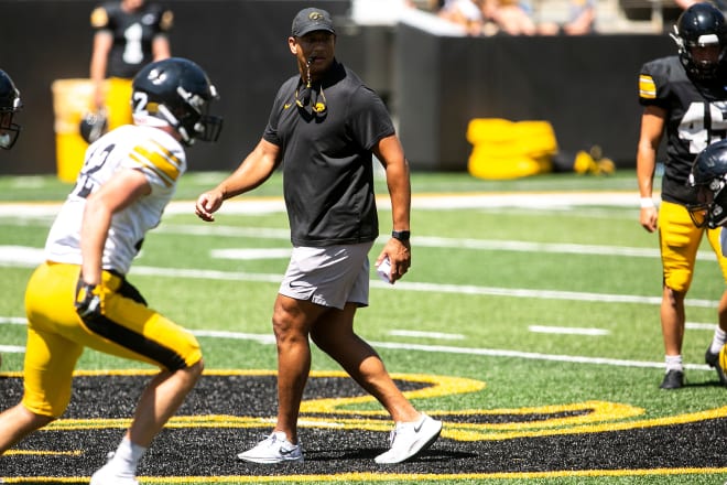 Iowa special teams coordinaator LeVar Woods is regarded as a good leader.