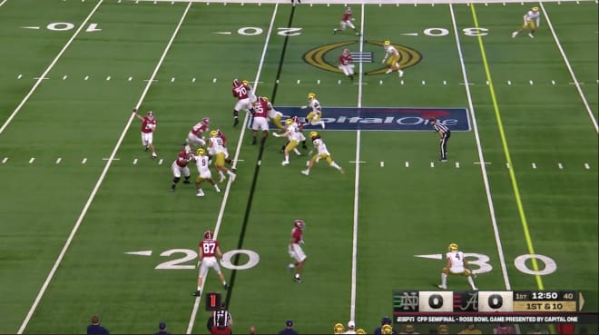 Alabama's first play of the game is set up to run after the catch.