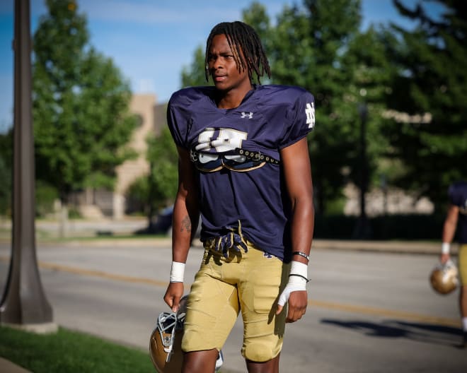 Freshman wide receiver Tobias Merriweather has been creating a buzz this month in Notre Dame Football training camp.