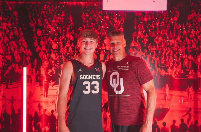 Dayton Forsythe and Porter Moser during Forsythe's official visit to Oklahoma