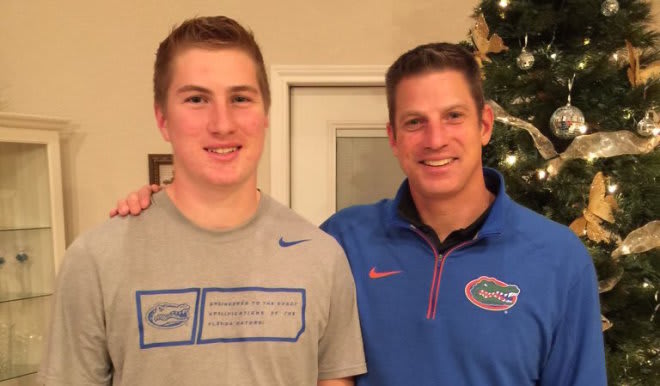 Florida two-star quarterback commit Kyle Trask (left) with UF offensive coordinator Doug Nussmeier.