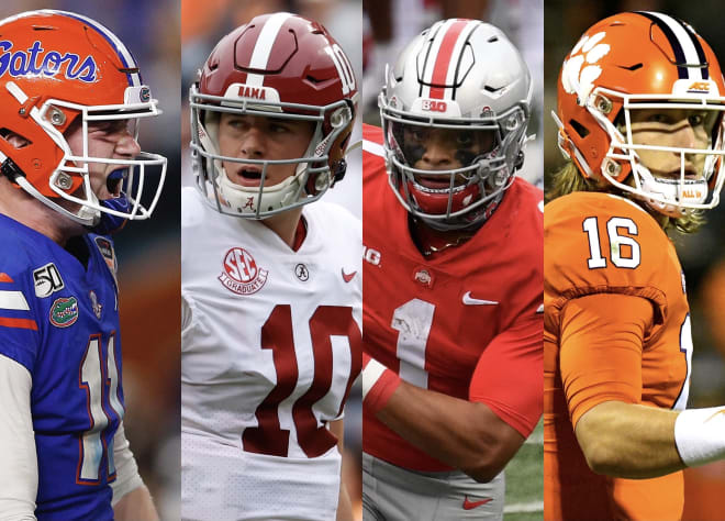 From left to right Kyle Trask, Mac Jones, Justin Fields and Trevor Lawrence. Photos | Getty Images 