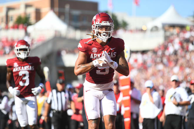 Arkansas receiver Jadon Haselwood announced Monday night that he will enter his name into the 2023 NFL Draft.