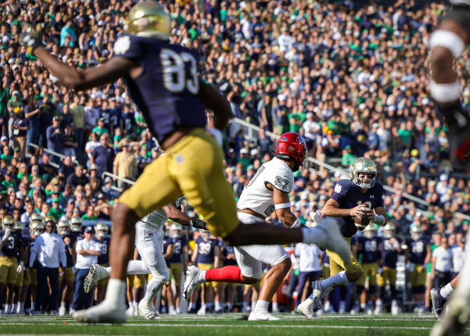 ND quarterback Drew Pyne had stretches of progress and regression on Saturday.