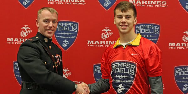 Tucker McCann was presented with his Semper Fi Bowl jersey on December 8.