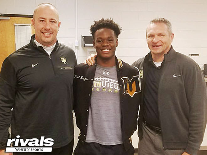 Army safety commit was visited yesterday by OC Brent Davis (left) and Head Coach Jeff Monken