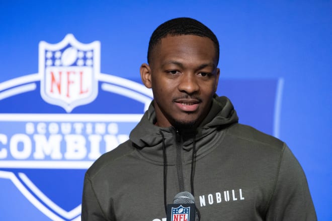 Former Tennessee quarterback Hendon Hooker met with the media at the NFL Scouting Combine in Indianapolis, Indiana on Friday.