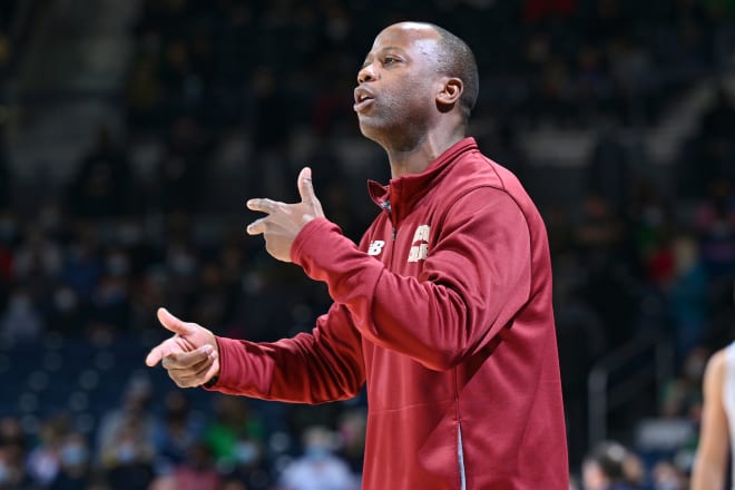 Earl Grant coaches during BC's 99-95 overtime loss at Notre Dame on Feb. 16 (Photo: Matt Cashore-USA TODAY Sports).