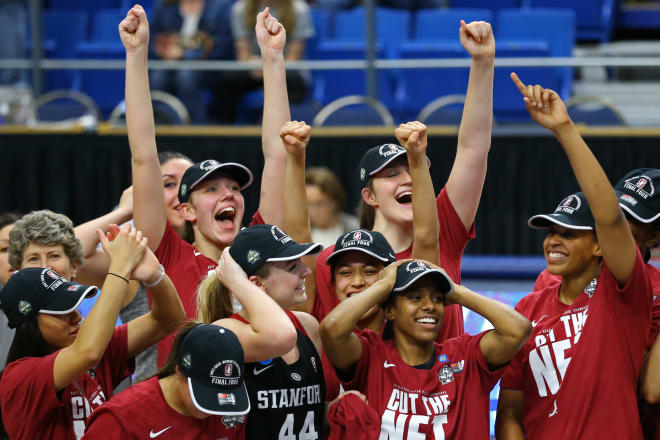 Stanford celebrates making the 2017 Final Four. Their time together in Italy could be the first step of a return trip.