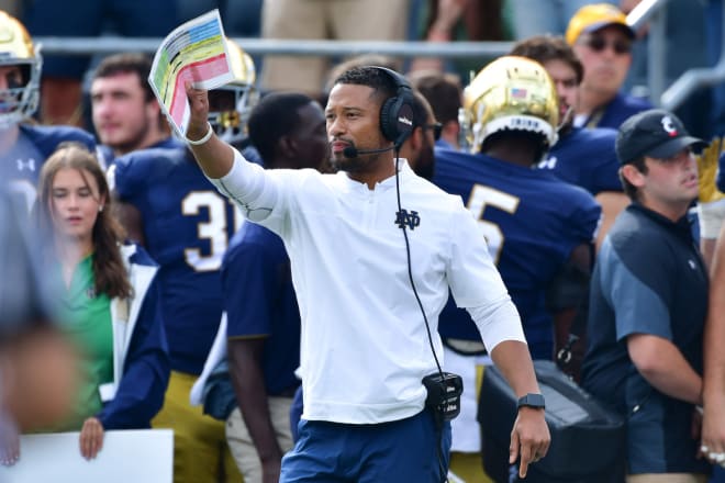 Notre Dame Fighting Irish football head coach Marcus Freeman