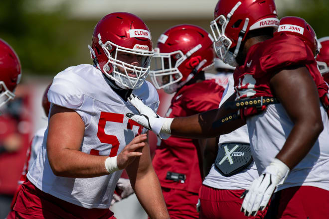 Shane Clenin was working at center in Tuesday's practice.