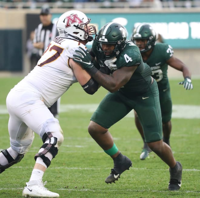 Former Irish offensive lineman Quinn Carroll (left) has found health and a starting role back home in Minnesota. 