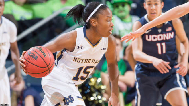 Lindsay Allen became Notre Dame's and the ACC's all-time career assists leader on Friday in the win over Virginia.