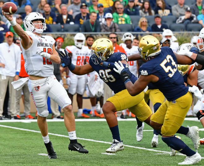 Notre Dame’s pass pressure will be vital against USC's “Air Raid” attack that features an explosive receiving crew.