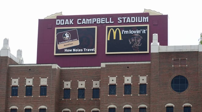 FSU is re-examining the advertising graphics on the outside of Doak Campbell Stadium's new south end zone scoreboard.