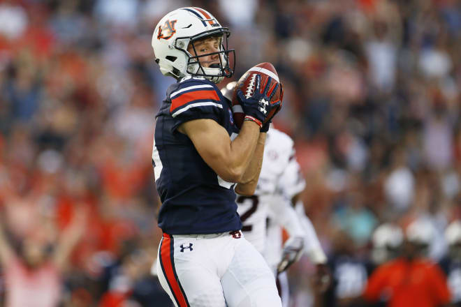 Will Hastings (33) hauls in a touchdown during Auburn vs. Miss State on Sept. 30, 2017, in Auburn, Ala.