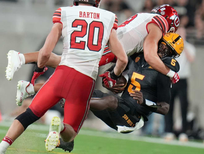 ASU QB Emory Jones was sacked five times versus Utah (Joe Rondone/The Republic / USA TODAY NETWORK)