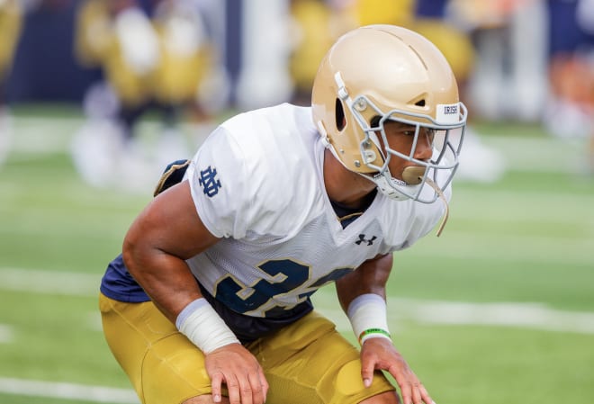 Sophomore linebacker Shayne Simon was impactful during Notre Dame's 12th practice of fall camp.