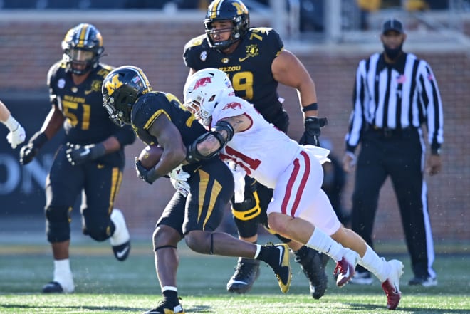 Grant Morgan makes a tackle against Missouri.