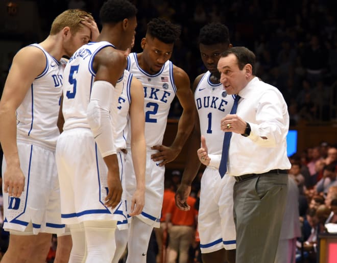 Duke coach Mike Krzyzewski and the No. 2-ranked Blue Devils host NC State at 6 p.m. Saturday.