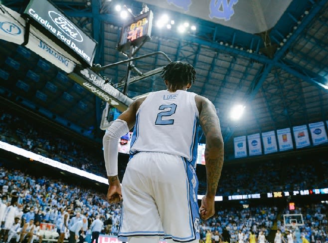 UNC guard Caleb Love and the Tar Heels couldn't get enough of the crowd during a win over Michigan on Wednesday night.