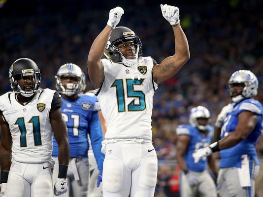 Detroit native Allen Robinson doing the "Blade Dance" against the Lions last season.