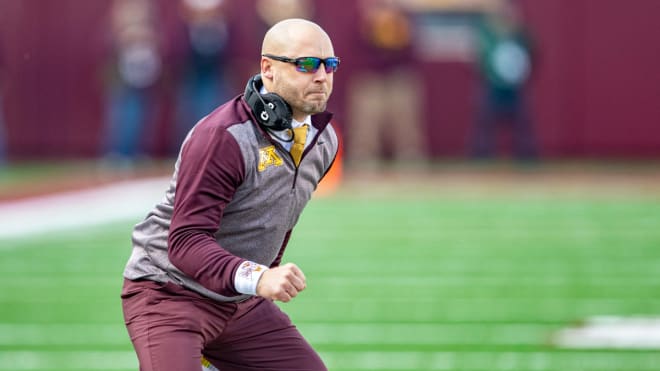 Head Coach PJ Fleck on the field during a 2019 contest. (Photo: si.com)