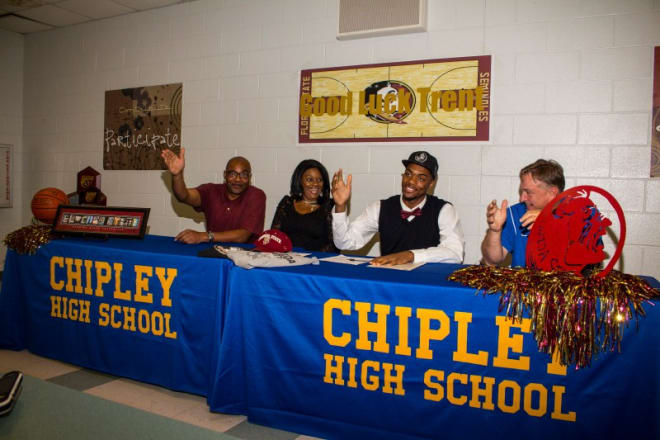 Trent Forrest does the 'Chop' after signing with Florida State in November.