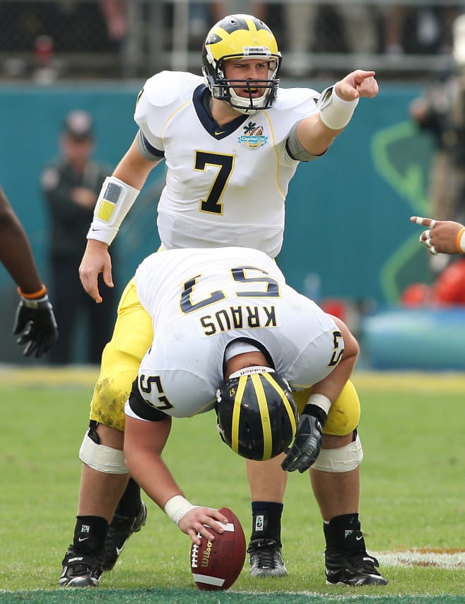 A four year starter, Henne's passing numbers are at the top of the school's record book.