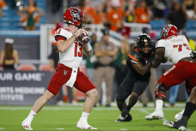 NC State Wolfpack football quarterback Devin Leary